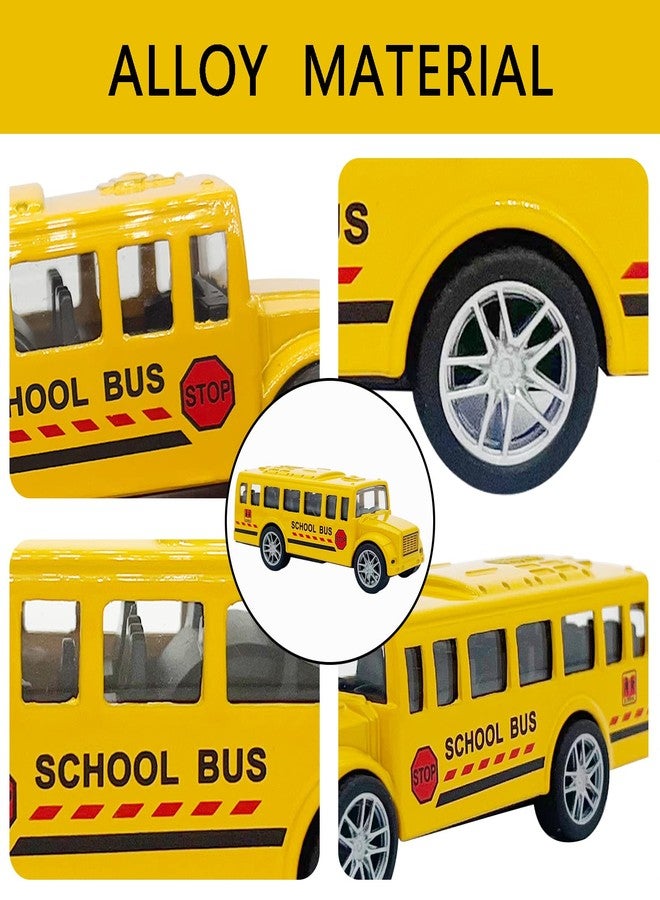 weilaga 6 Pack 3.5" Pull Back Yellow Small Size School Bus Playset,Durable Die-cast Metal Toy Vehicles,Party Favors,Best Birthday Gift for Boys Girls Kids Toddlers - Image 4